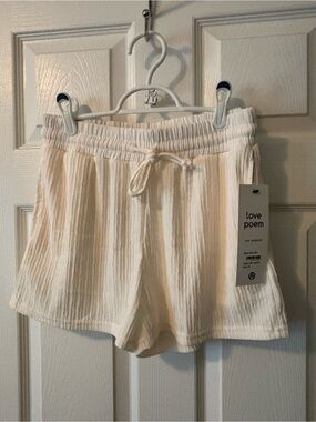 Love Poem Cream Drawstring Athletic Shorts
